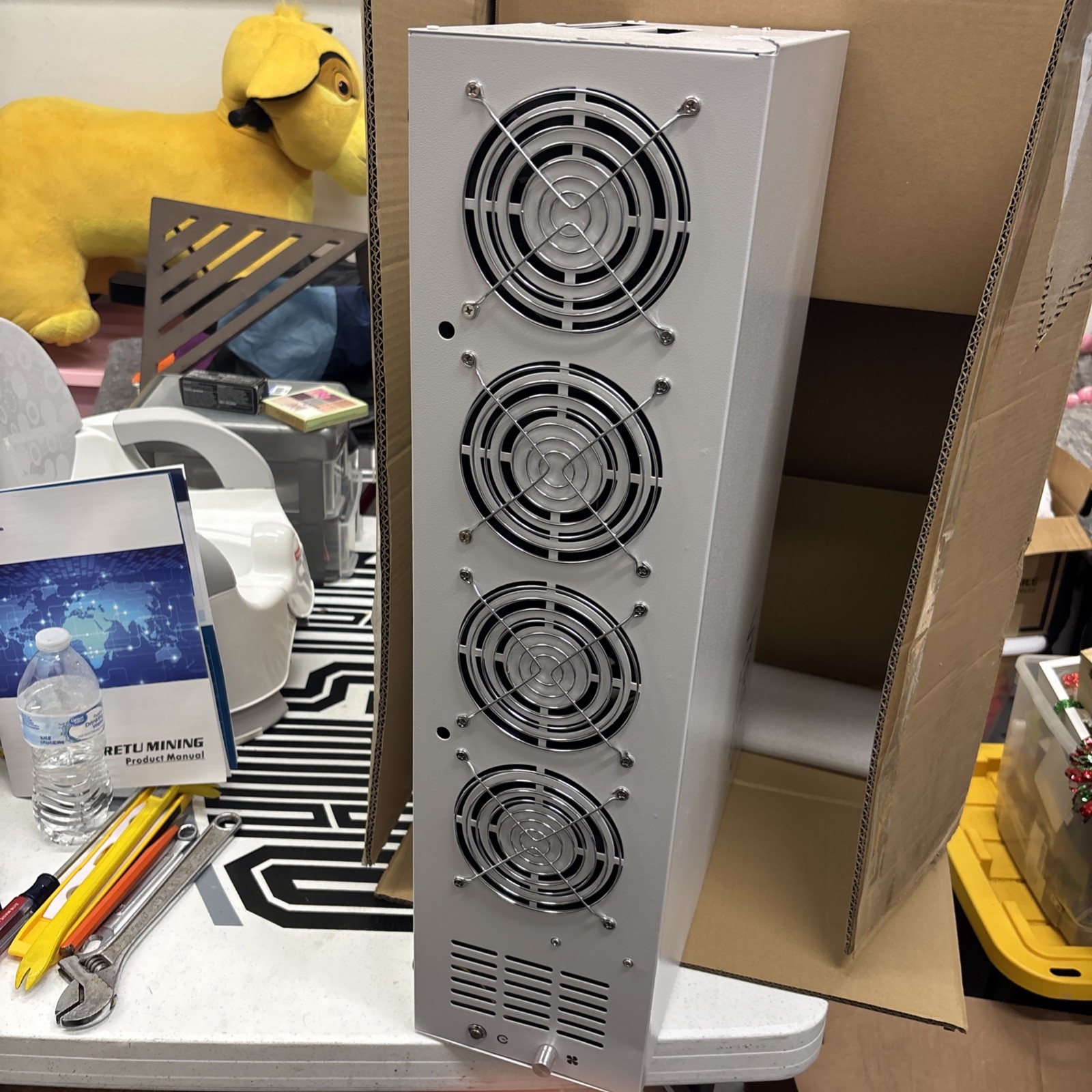 VTRETU Mining Rig Frame Open Metal Chassis for 8 GPUs Mining Rig Case White 