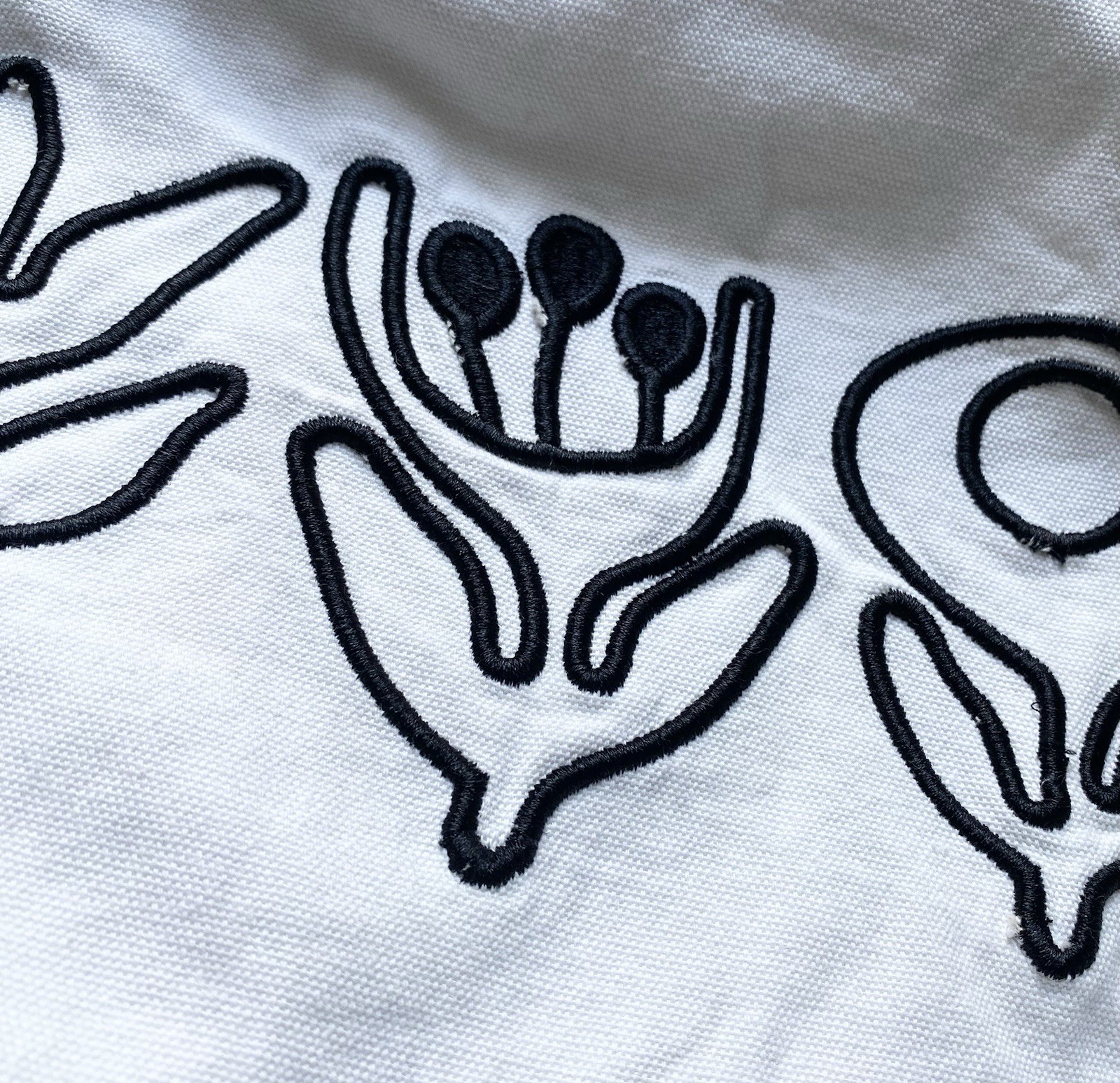 IKEA Klaffmatare White Black Embroidered Zip Throw Pillow 18x20