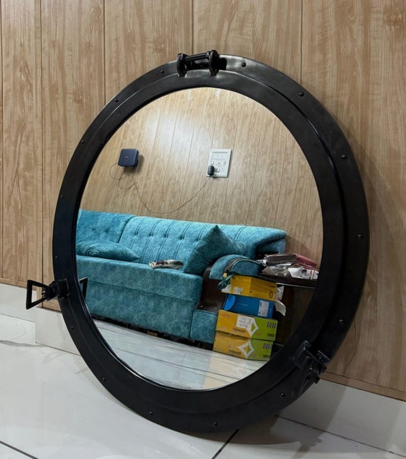 17Inch Black Mirror Ship Porthole Handmade Nautical Wall Decor Marine Porthole