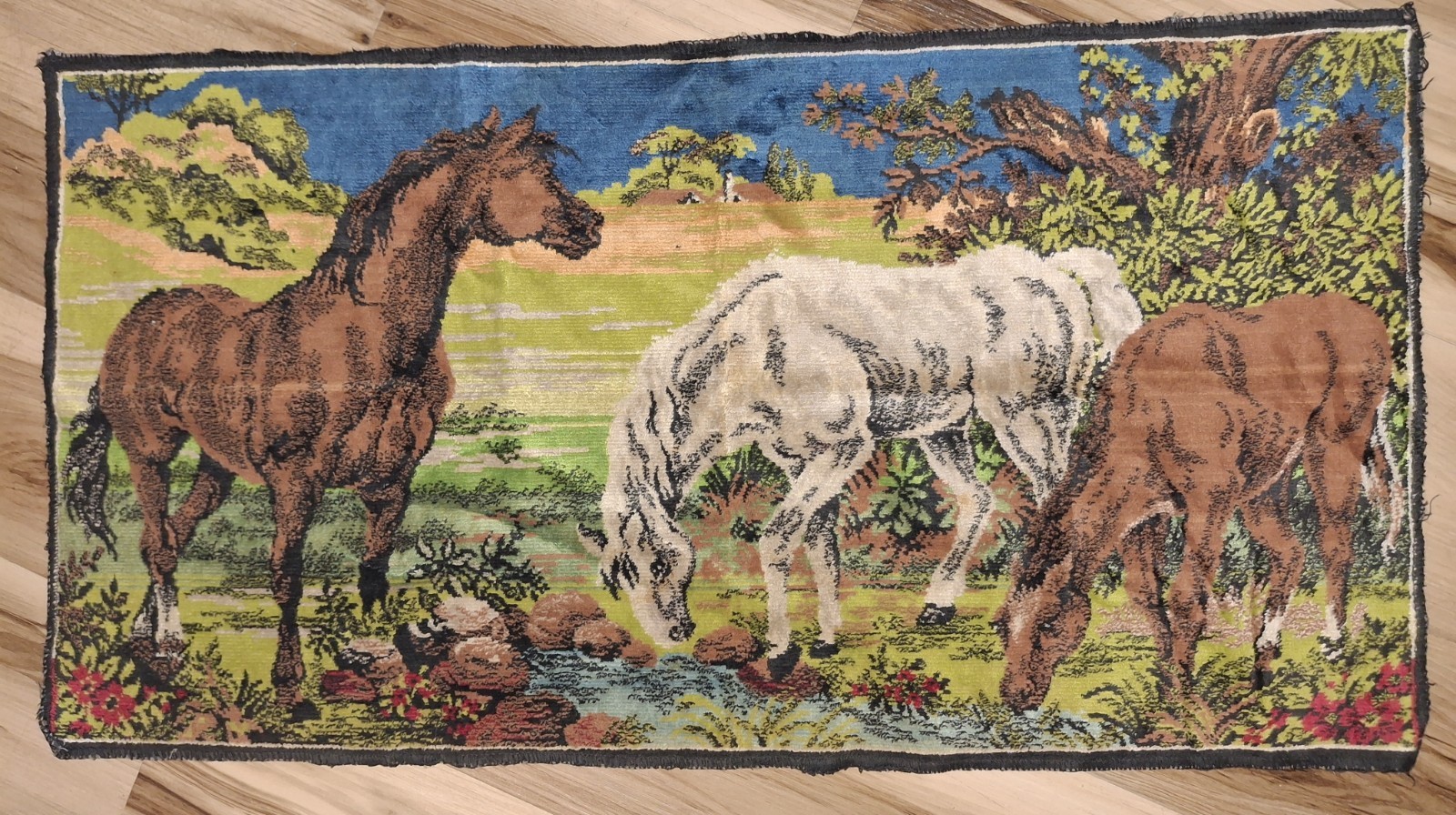 Beautiful Velvet Southwestern 50s Vintage Italy Rare Collectible Tapestry 