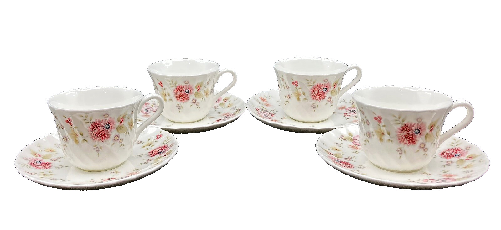 Wedgwood Demitasse Cup and Saucer Posy Vintage Set of 4 Cups and Saucers English