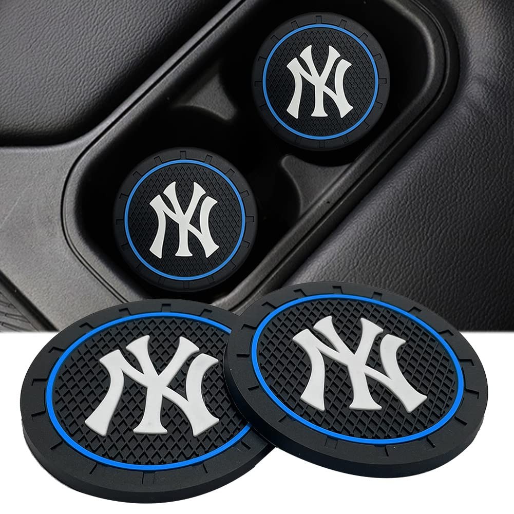 2PCS Cup Holder Coasters for Yankees Accessories, Baseball Fan Car Black 