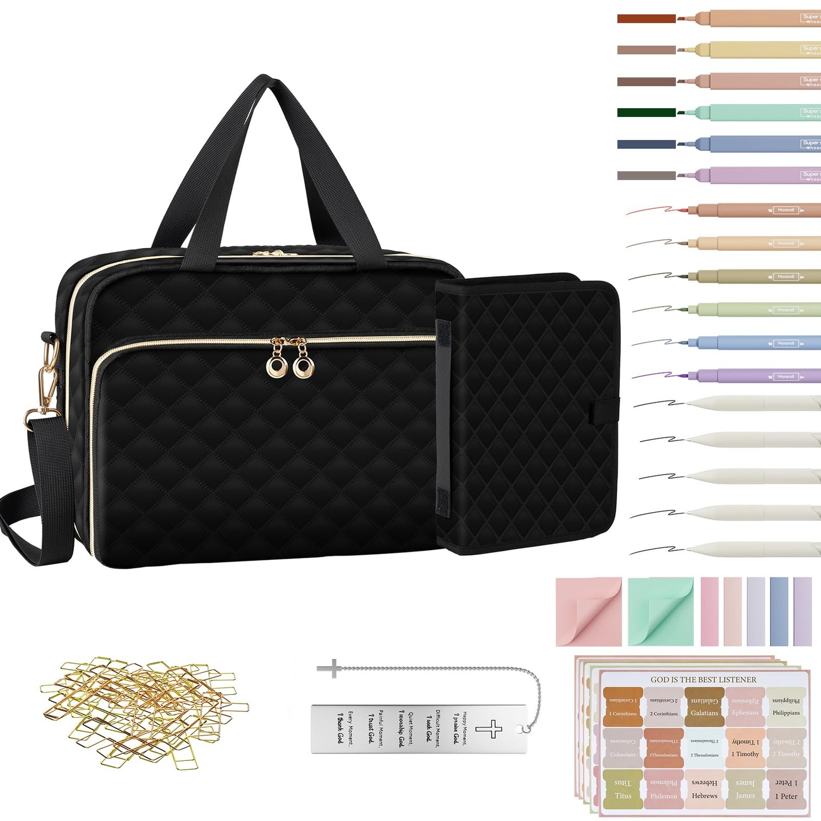 Bible Cover Case for , with Book Carrying Case Bible Study Supplies Kit 12 Hi...