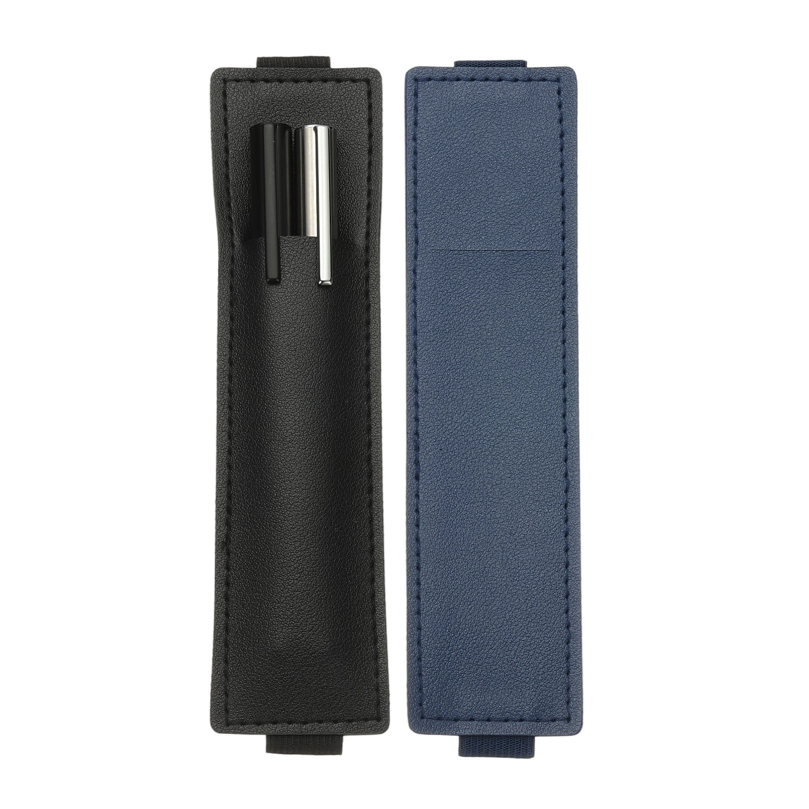 2 Pen Holders With Strap, Contains 2 Pens, Black/Dark Blue