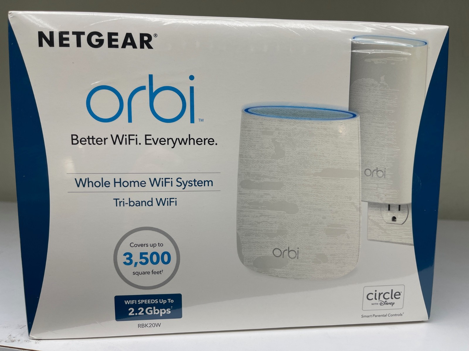 NETGEAR Orbi AC2200 Tri-Band Wi-Fi System - RBK20W-100NAS - NEW SEALED IN BOX