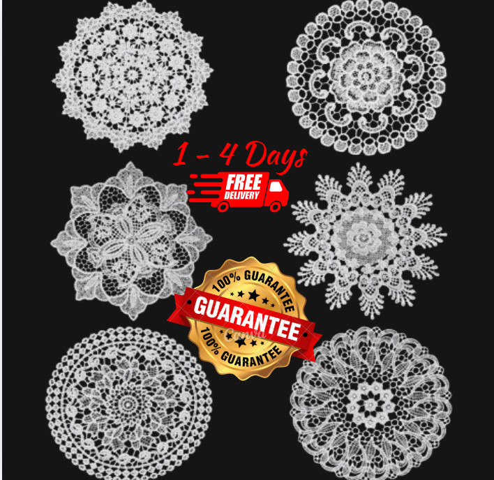 6PCS Lace Crochet Doilies 6in Round White Vintage Coasters Placemats Table Decor