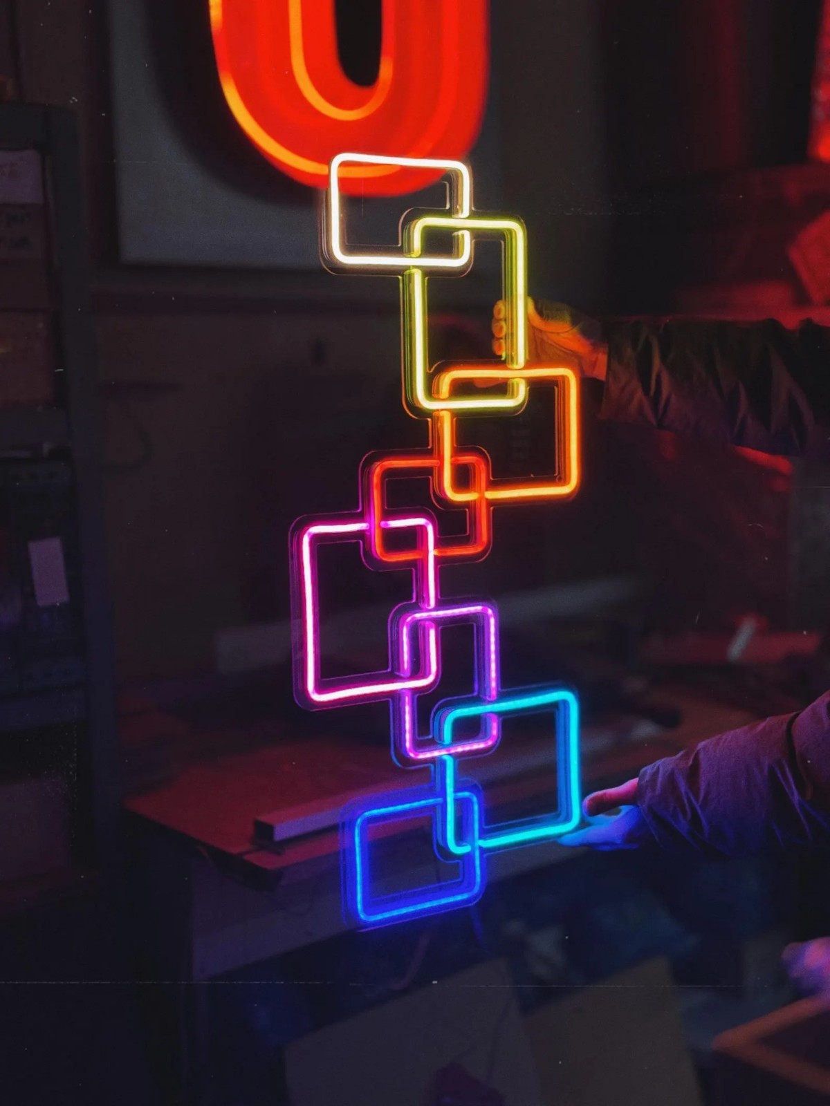 Abstract Square LED Neon Sign 28"x12" Light Man Cave Room Vintage Wall Decor