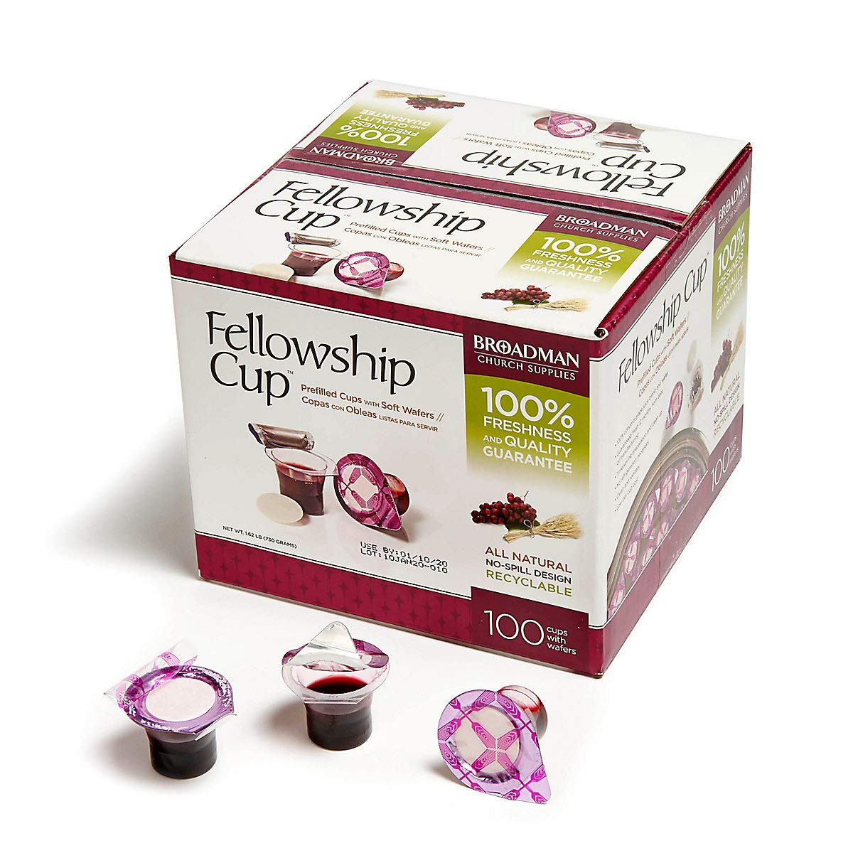 Pre-Filled Communion Fellowship Cup, Juice and Wafer Set, 100 Count
