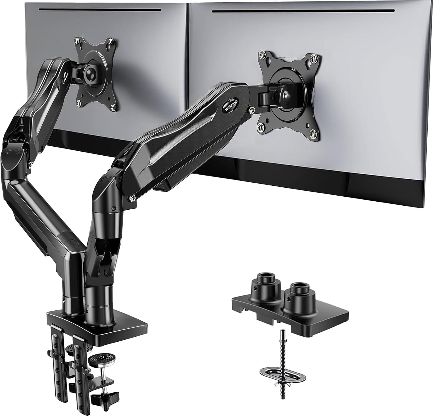 Dual Monitor Stand - Full Adjustable Monitor Desk Mount Swivel Vesa Bracket with