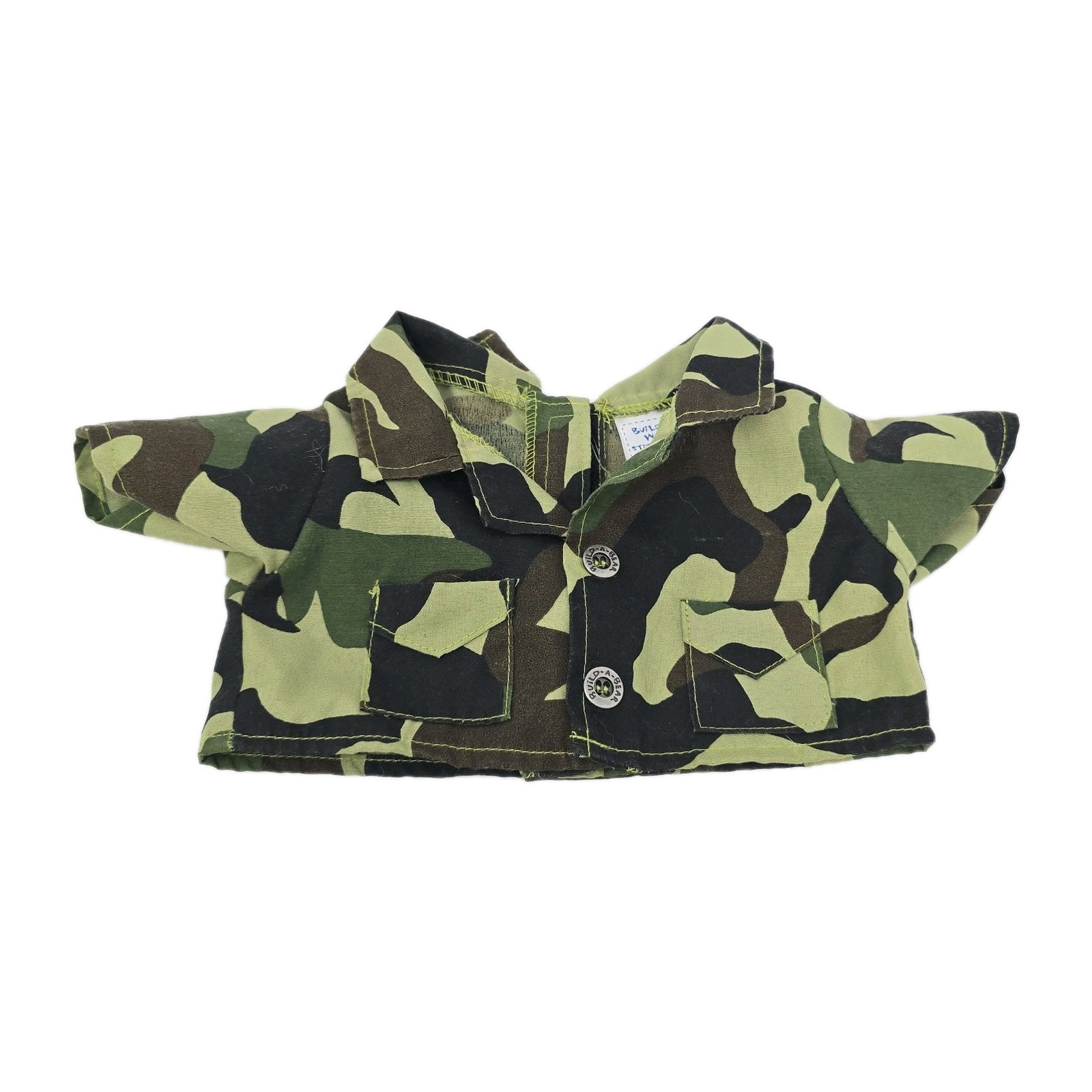 Build a Bear Green Camo Army Uniform Button Up Shirt Camouflage
