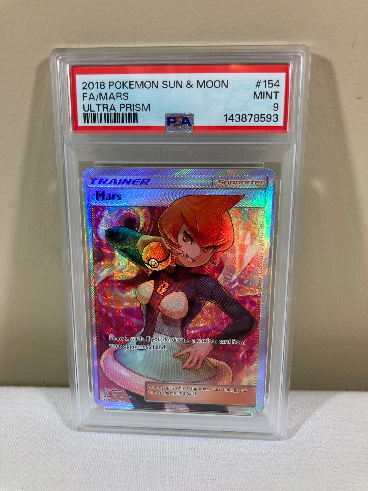 2018 Pokemon Mars Sun & Moon Ultra Prism PSA 9 MINT 154/156 Full Art Ultra Rare
