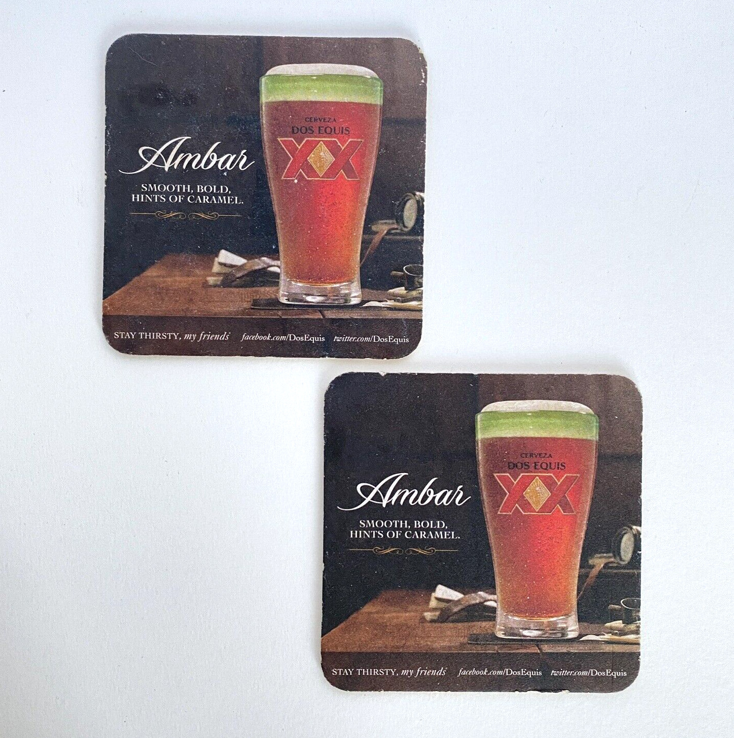 2013 Ambar DosEquis Cardboard Drink Bar Coasters Set of 2