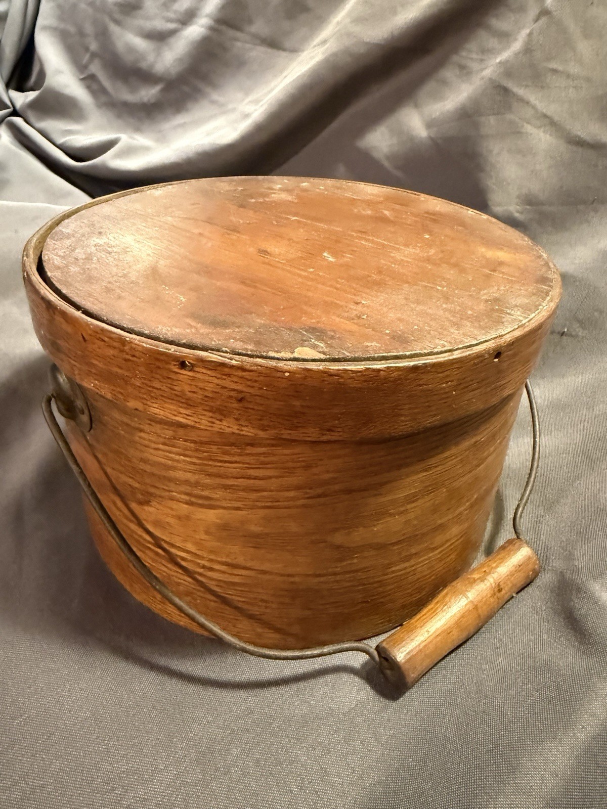 Antique Country Primitive Wooden Pantry Box w/ Lid & Handle