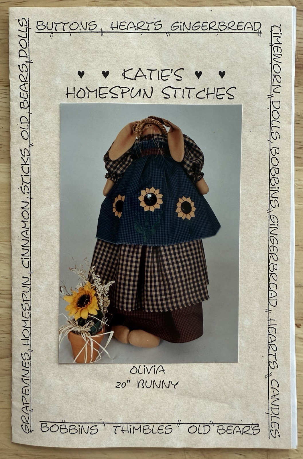 Katie’s Homespun Stitches Olivia 20” Bunny Doll Pattern Uncut