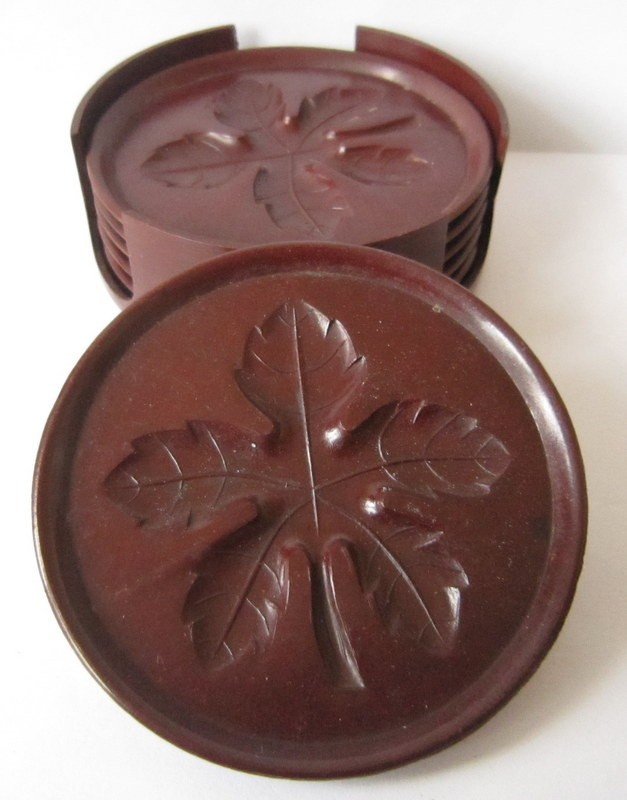 VTG SET OF 6 pcs GERMAN EARLY 20th CENTURY GENUINE MARBLED BAKELITE SMALL PLATES