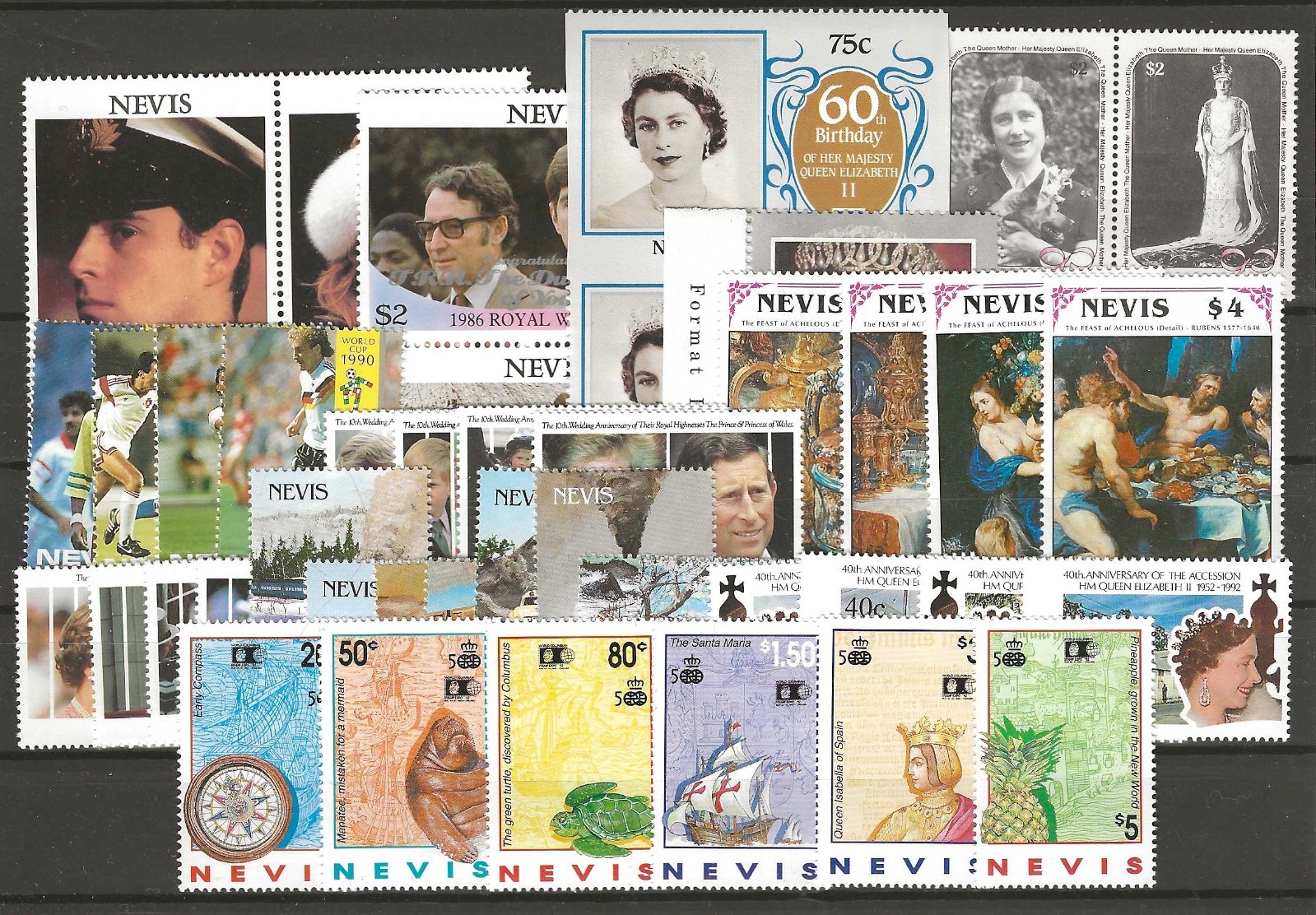 ST KITTS & NEVIS/NEVIS 1986/92 "Commemoratives" MNH