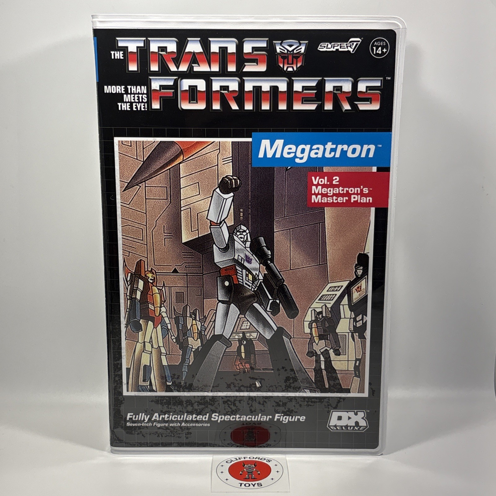Super7 Transformers Deluxe Megatron 1980s Animated Series VHS 7” Action Figure