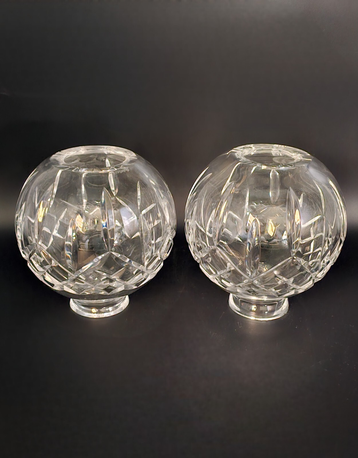 Vintage Waterford Crystal 5.5” Arm Lamp Globes Replacement Lismore EUC Marked