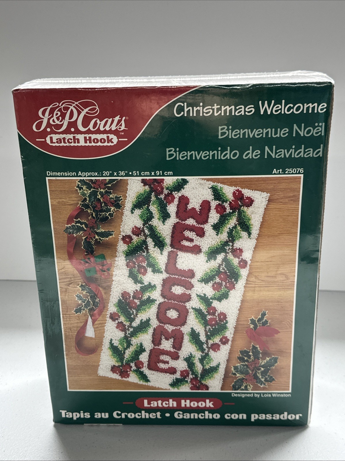 J&P Coats Christmas Welcome Latch Hook Rug Kit Sealed