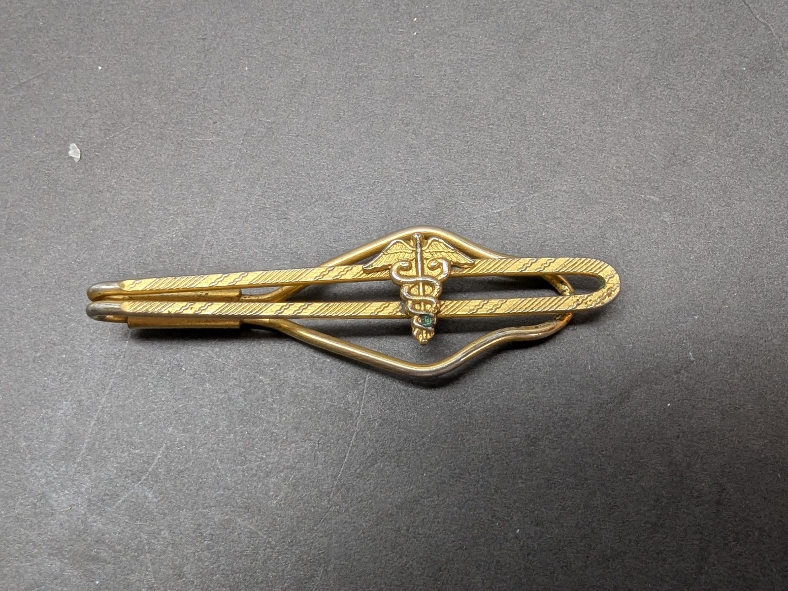 Military Medicine Tie Bars Men's Gold Tone Metal Tie Clasp Tie Clip 2.5 Inch