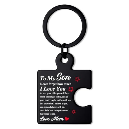 Son Gifts from Mom, to My Son Inspirational Puzzle Keychain Graduation Gift 