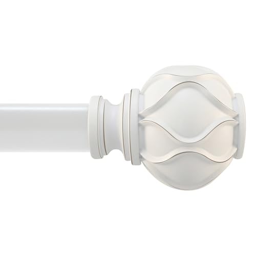 Curtain Rod for Windows 48 to 84 Inches(4-7ft), 1" Diameter Heavy 36-88" White