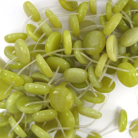 23mm lemon jade coin beads 15" strand