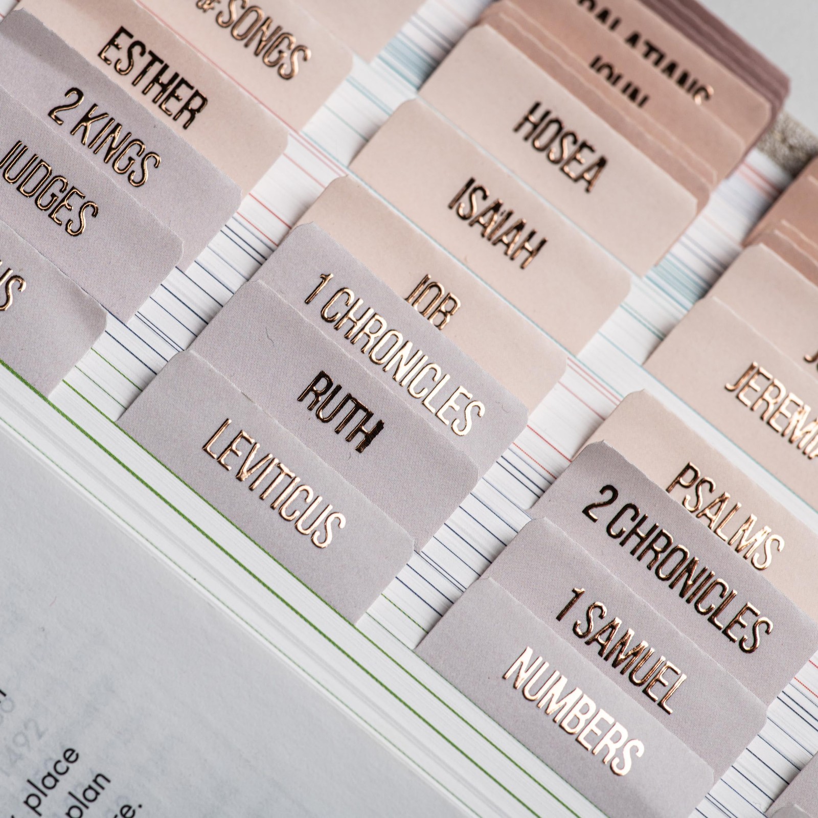 Laminated Bible Tabs (Rose Gold Embossed Lettering), Bible Journaling Supplie...