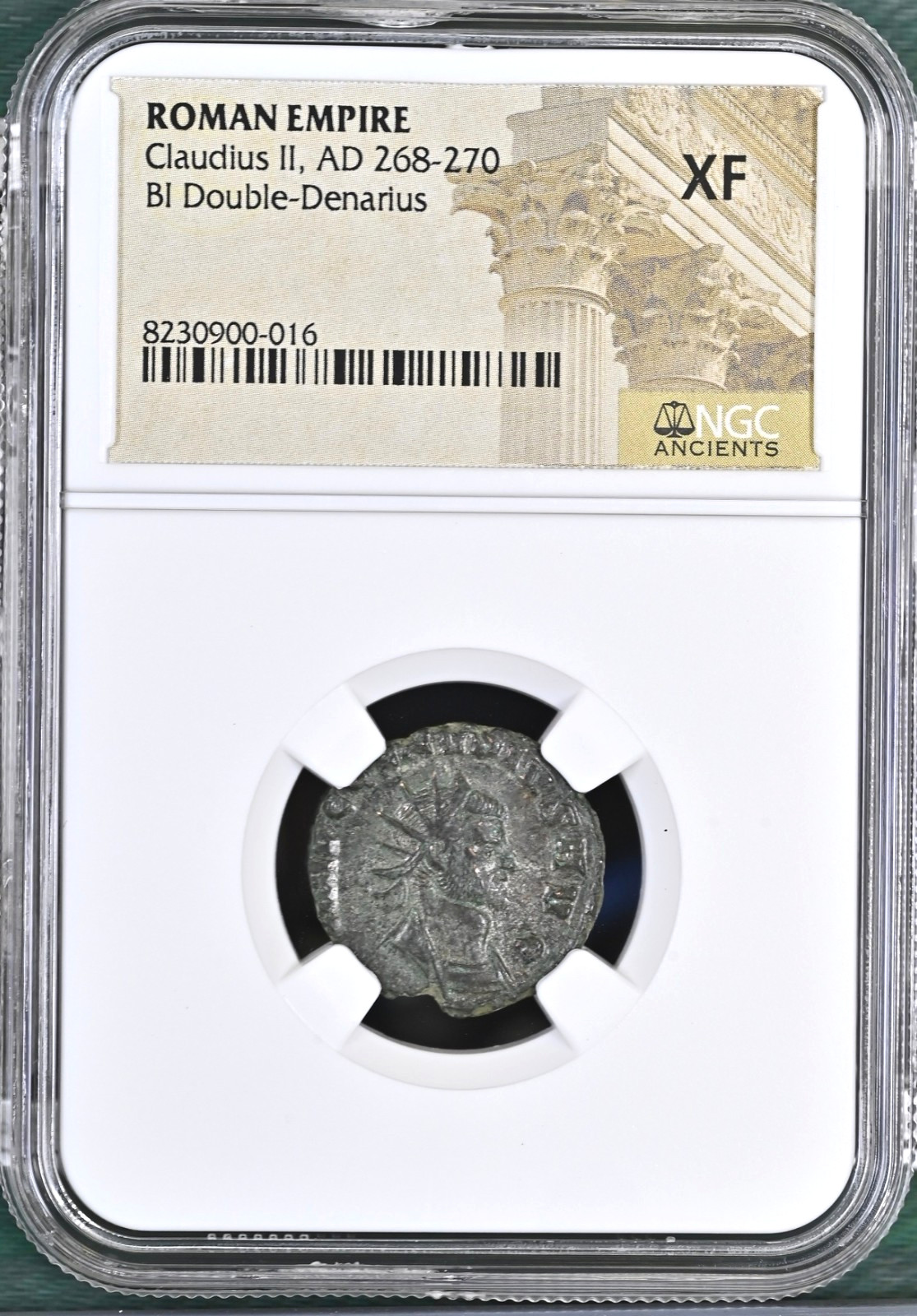 ROMAN CLAUDIUS II, AD 268-270, BI DOUBLE-DENARIUS  NGC XF 900016