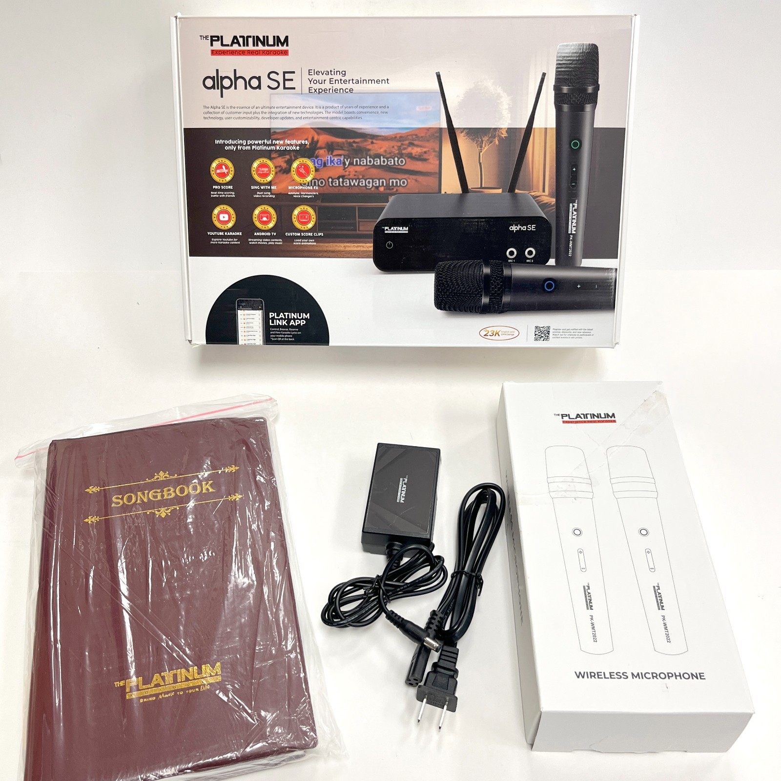 The Platinum Alpha SE Smart Karaoke Machine 2 UHF Wireless Mics HDMI HDTV