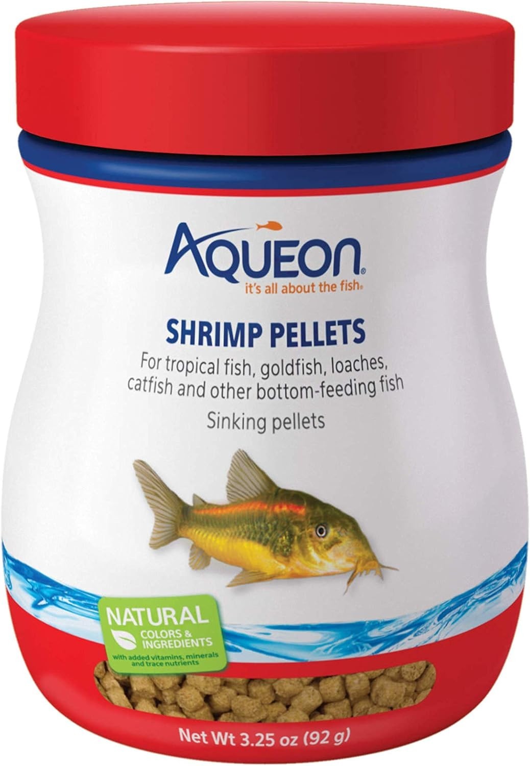 Aqueon Shrimp Pellets Sinking Food for Tropical Fish Goldfish Loaches Catfish