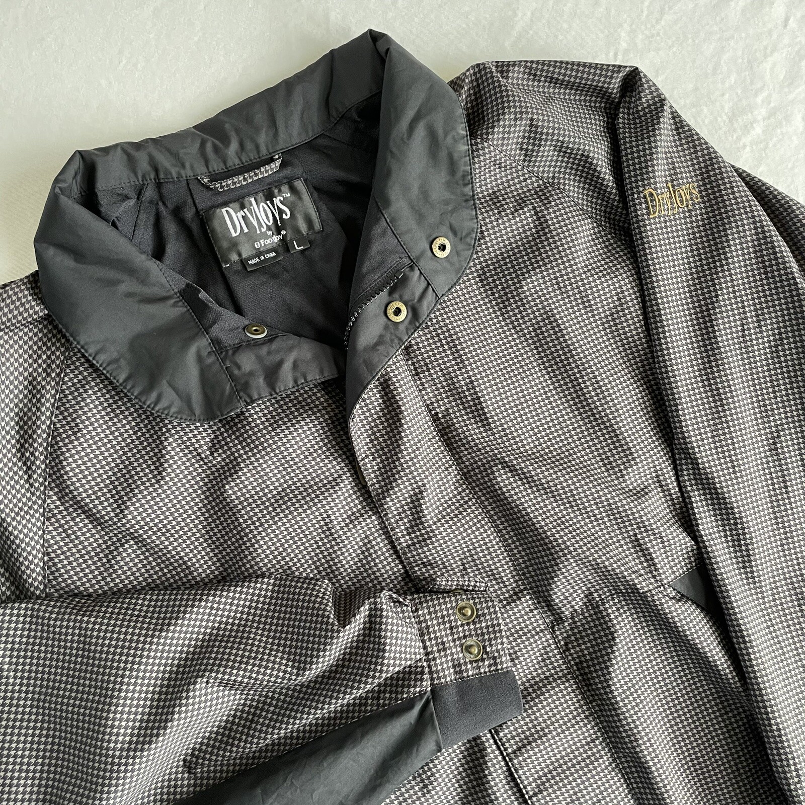 FootJoy DryJoys Full Zip Pullover Golf Rain Jacket LARGE Mens Hounds Tooth 