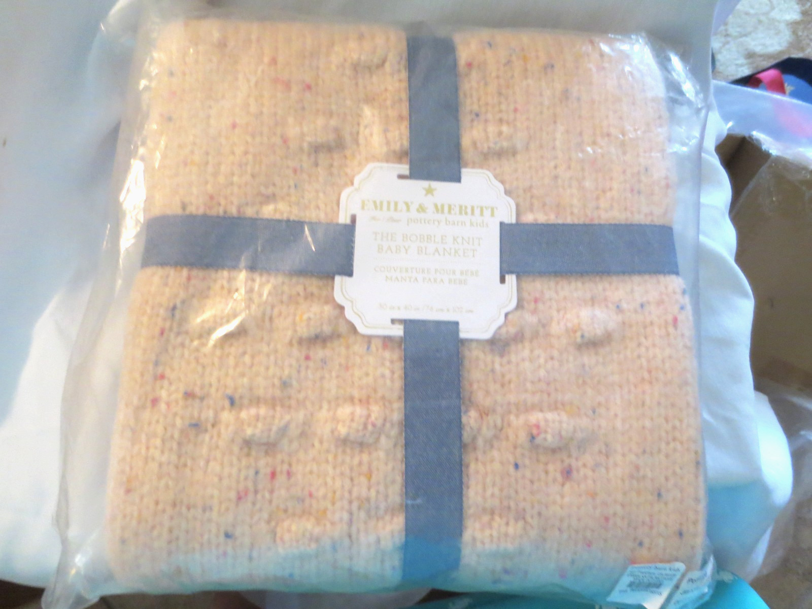 POTTERY BARN EMILY&MERITT PINK BOBBLE KNIT BABY BLANKET NIP  STROLLER BLANKET