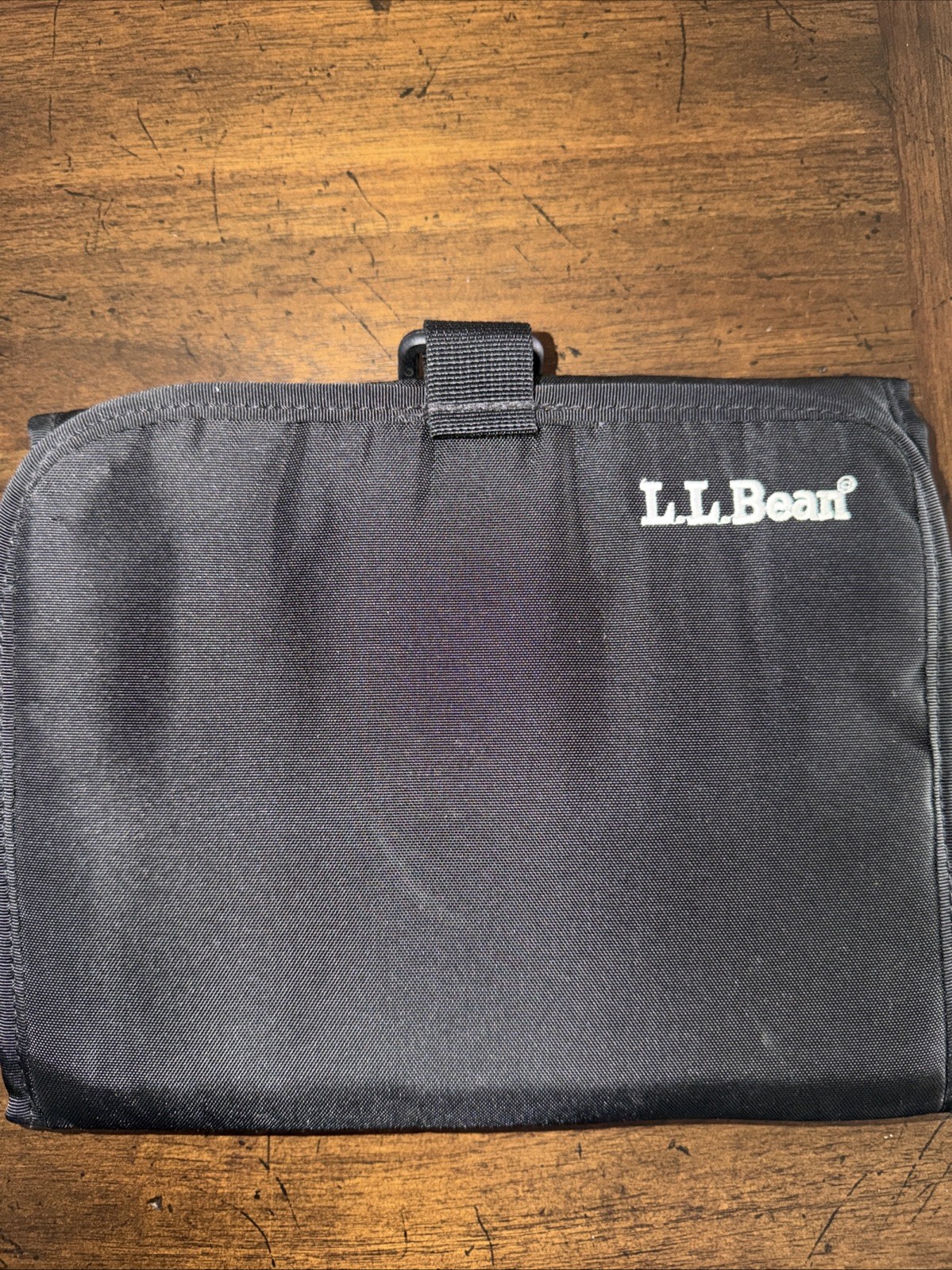 LL BEAN Organizer Travel Toiletry Bag Black 9x7 when Closed Black/blue