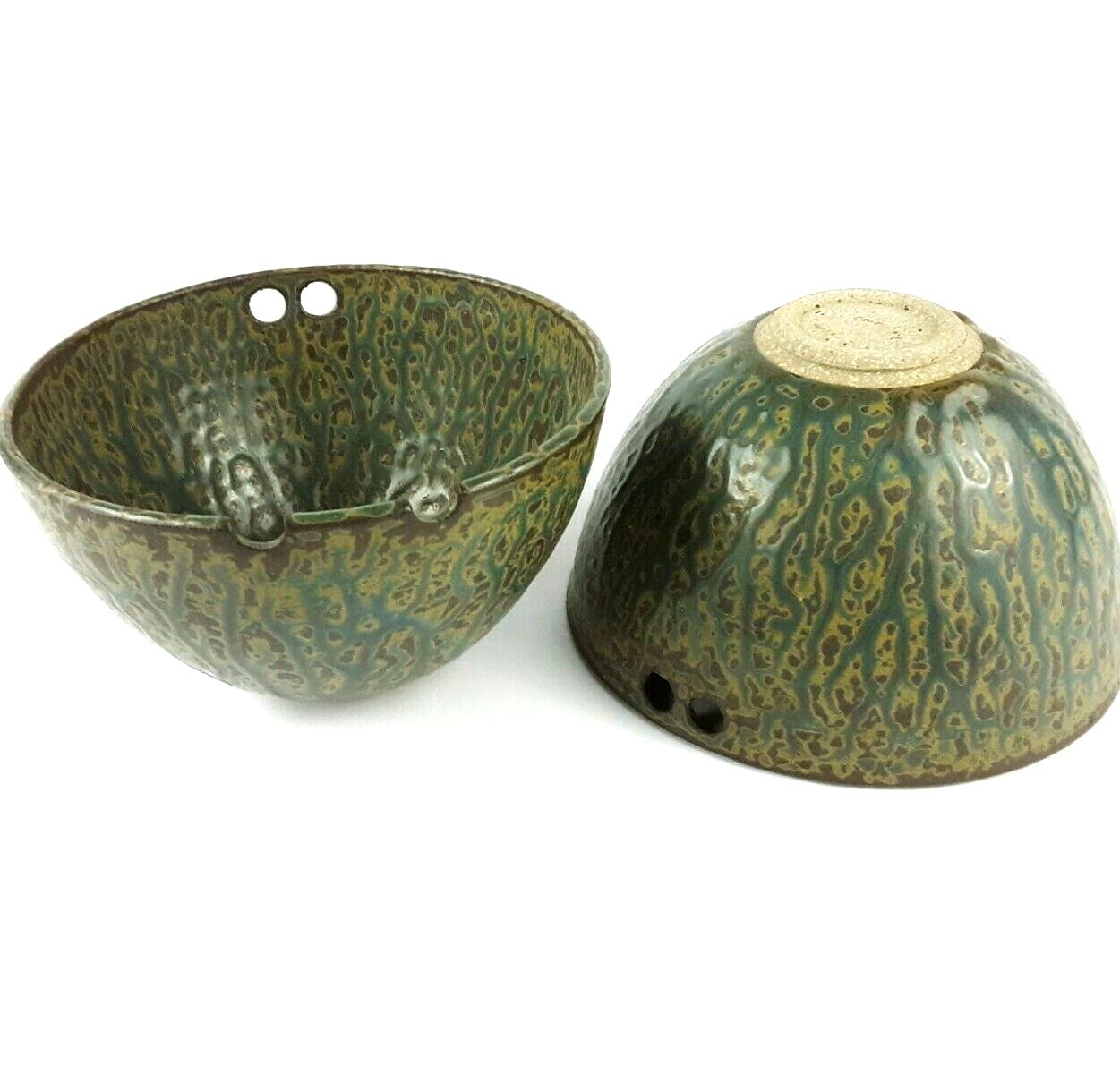 Daniel Bennett Art Pottery 2 Noodle Bowls  Handcrafted in Rushville, MO. Signed