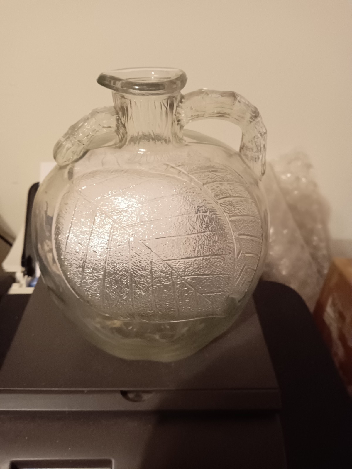 Vintage White House Vinegar Half Gallon Bottle With Leaves On Both Sides