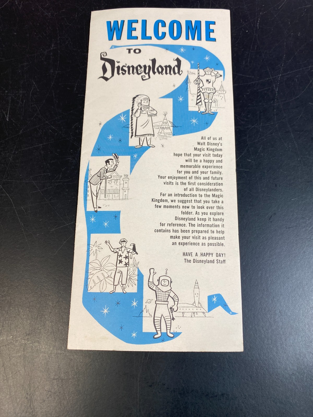 Disneyland Guide Brochure Welcome Map 1961 Near Mint Vintage Blue