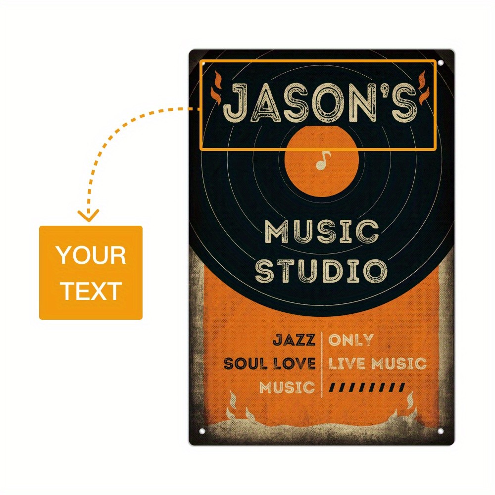 2D Flat Custom Vintage Metal Iron Sign for Music Studio Wall Art Decoration 12*8