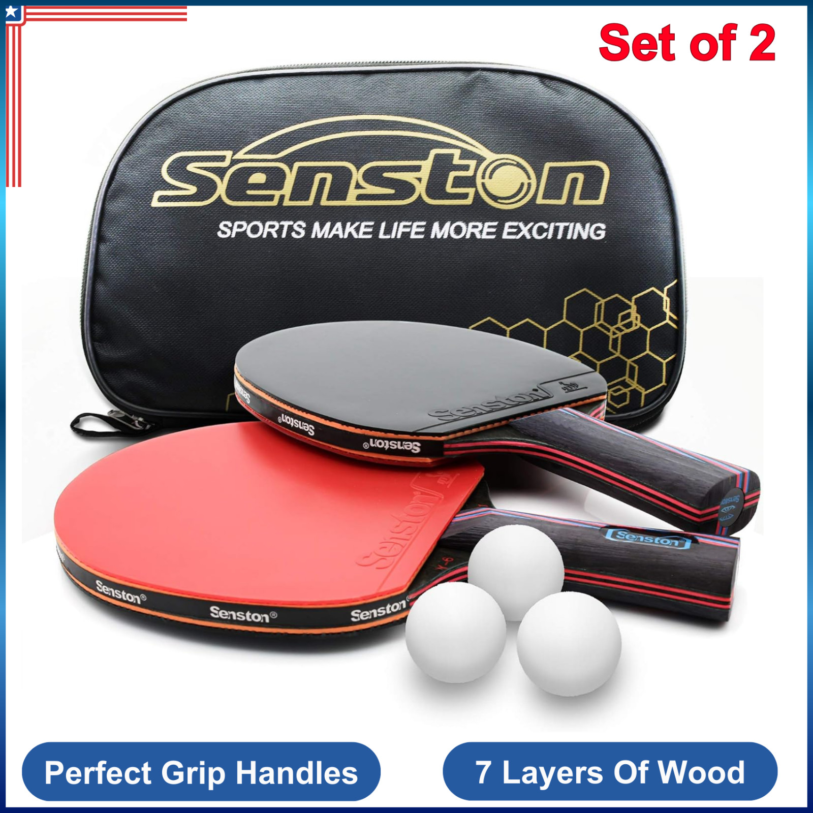 Professional Table Tennis Paddles Advance Intermediate Ping Pong Paddle 2 Piece
