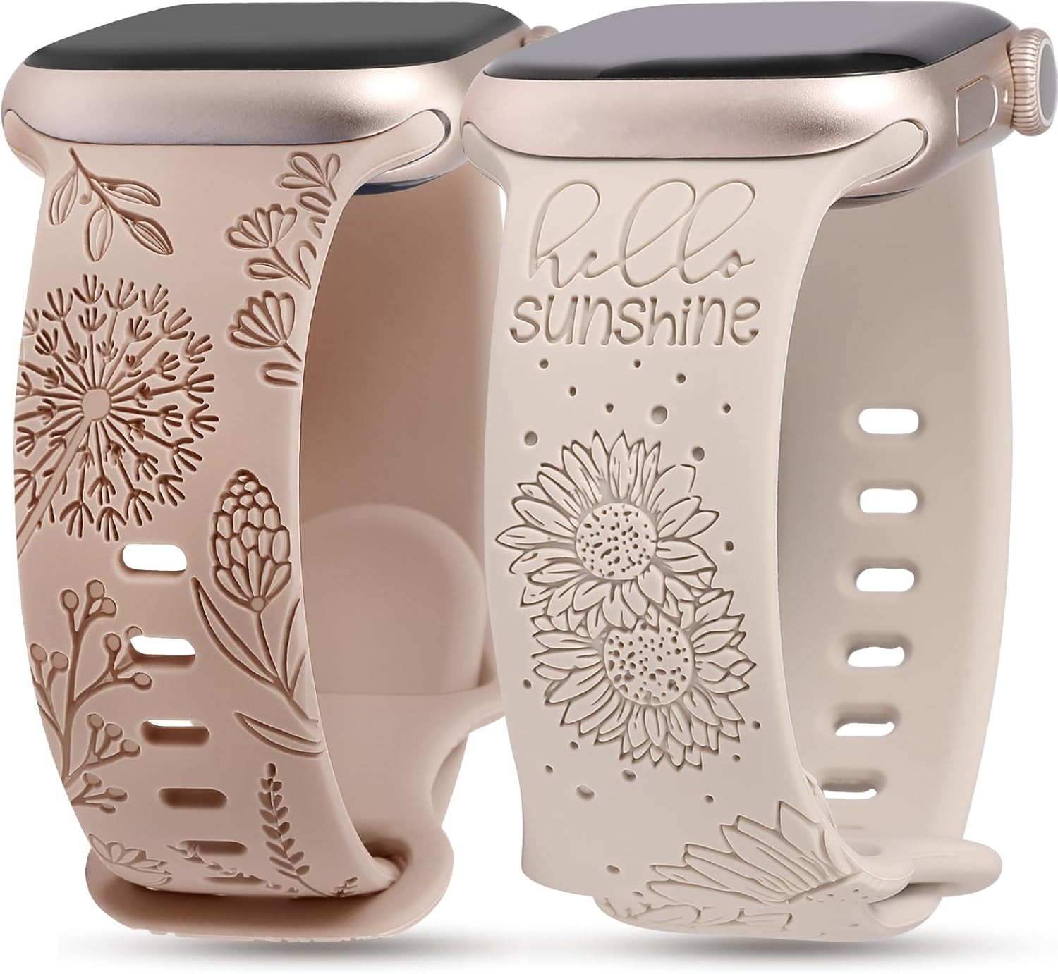 2 Pack Floral Engraved Strap Compatible with Apple Watch 38/40/41mm