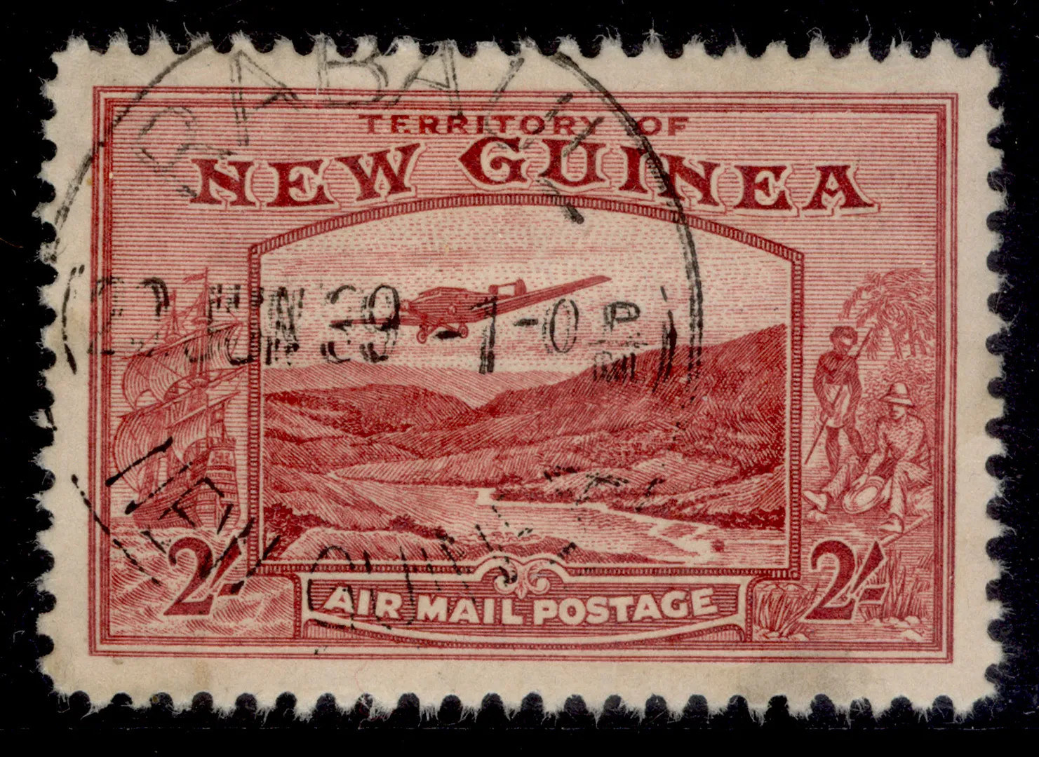 AUSTRALIA - New Guinea GVI SG222, 2s dull lake, USED. Cat £75. CDS