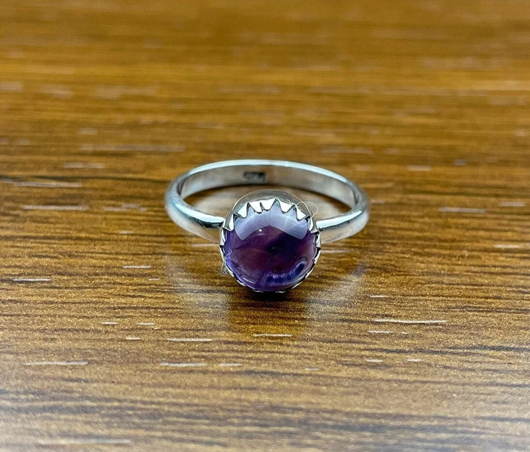 Purple Amethyst Ring 925 Sterling Silver Solitaire Ring Beautiful Ring Gift Her