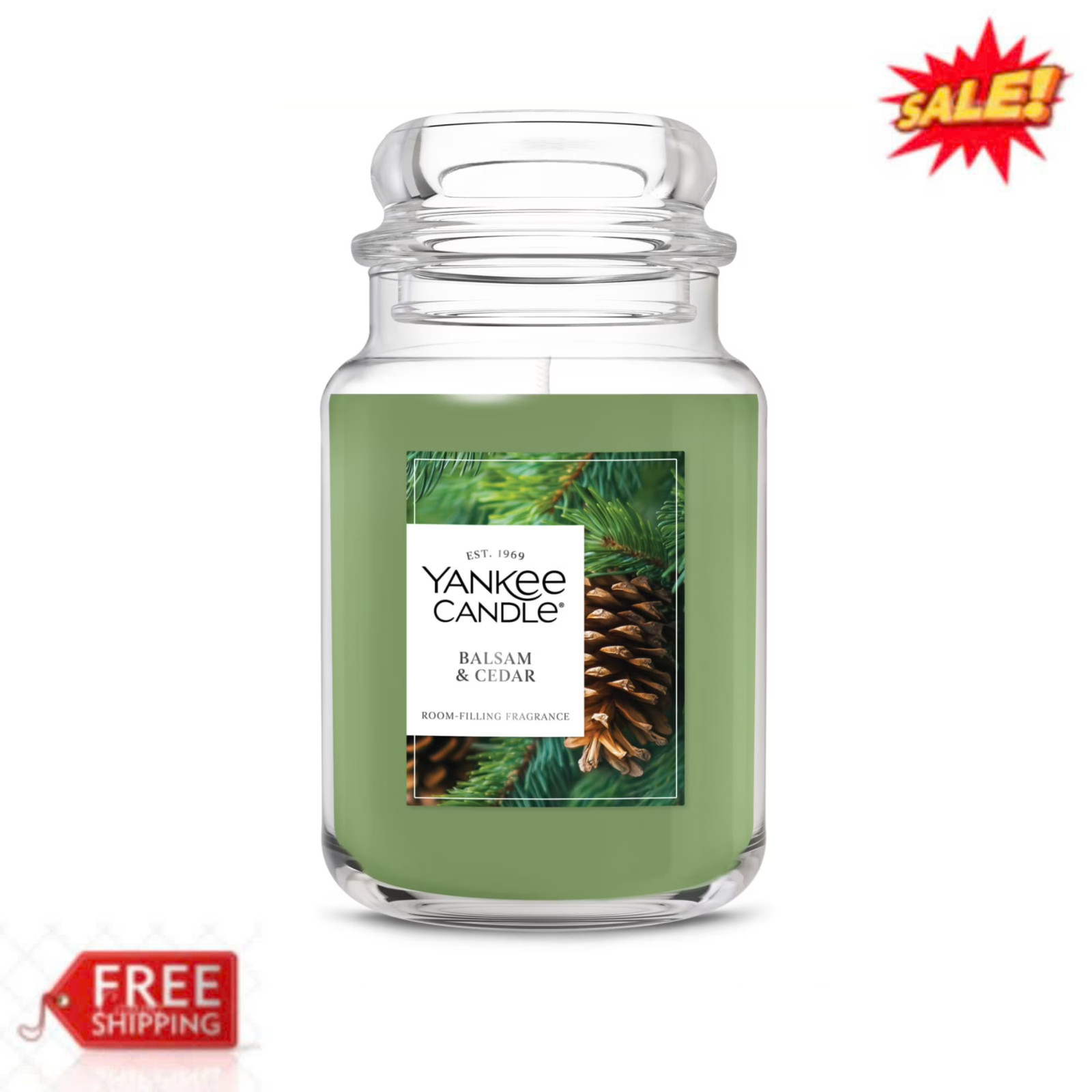 Yankee Candle Balsam & Cedar Original Large Jar Scented Candles 22 oz Up To 150h