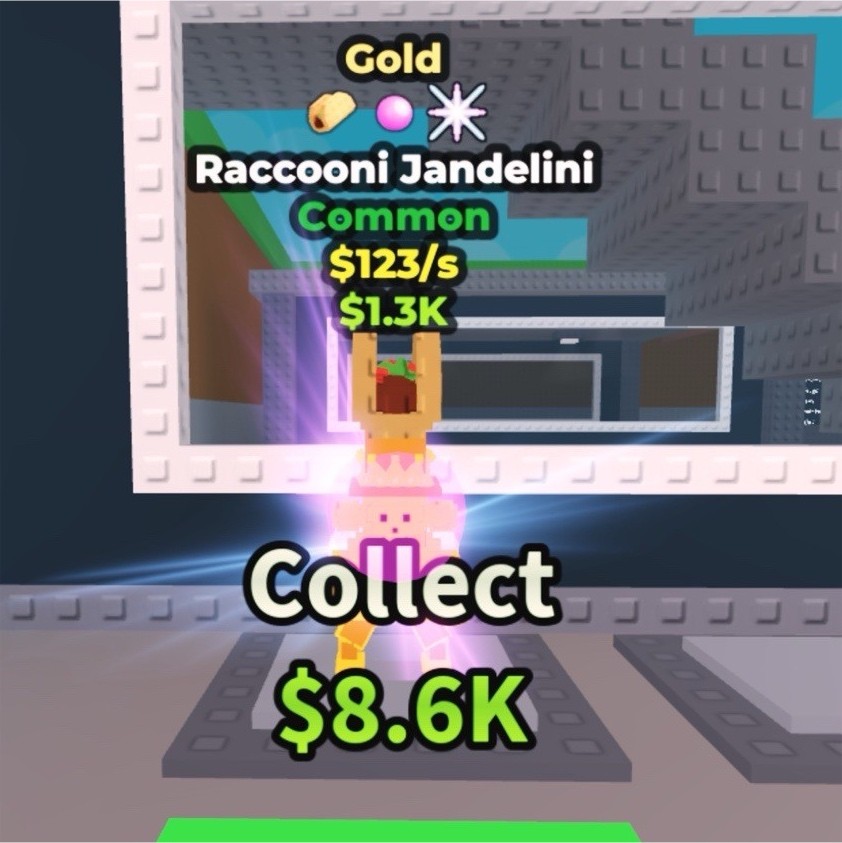 Gold Raccooni Jandelini Common Game Asset $123/s $1.3K Roblox