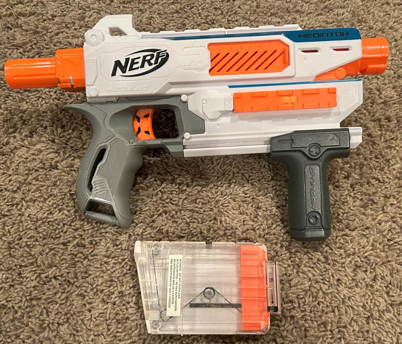 Modulus Mediator Nerf E0016F07 Orange Dart Blaster Gun Tested Tested W/ Mag