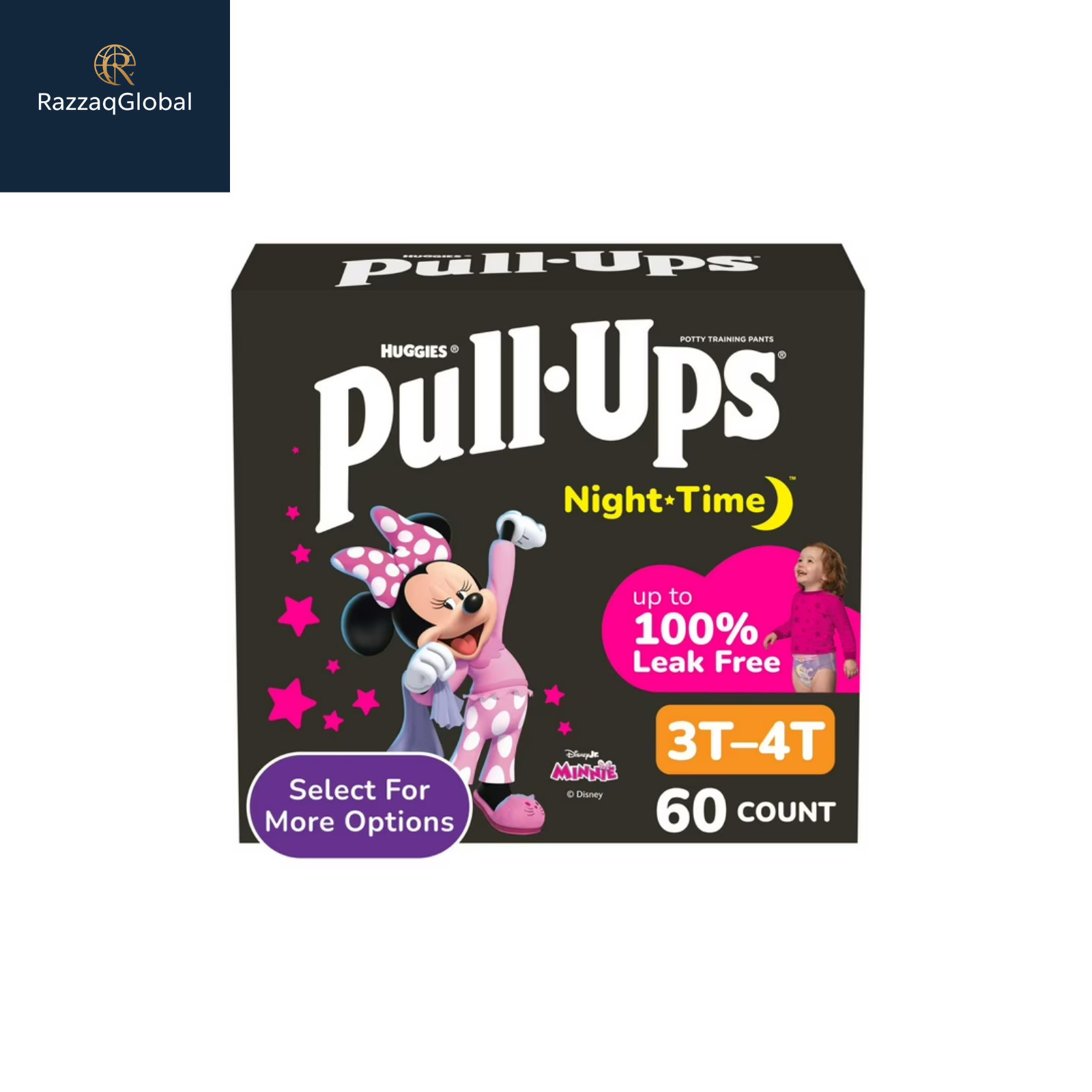 Pull-Ups Girls' Night-Time Training Pants, 3T-4T (32-40 lbs), 60 Ct