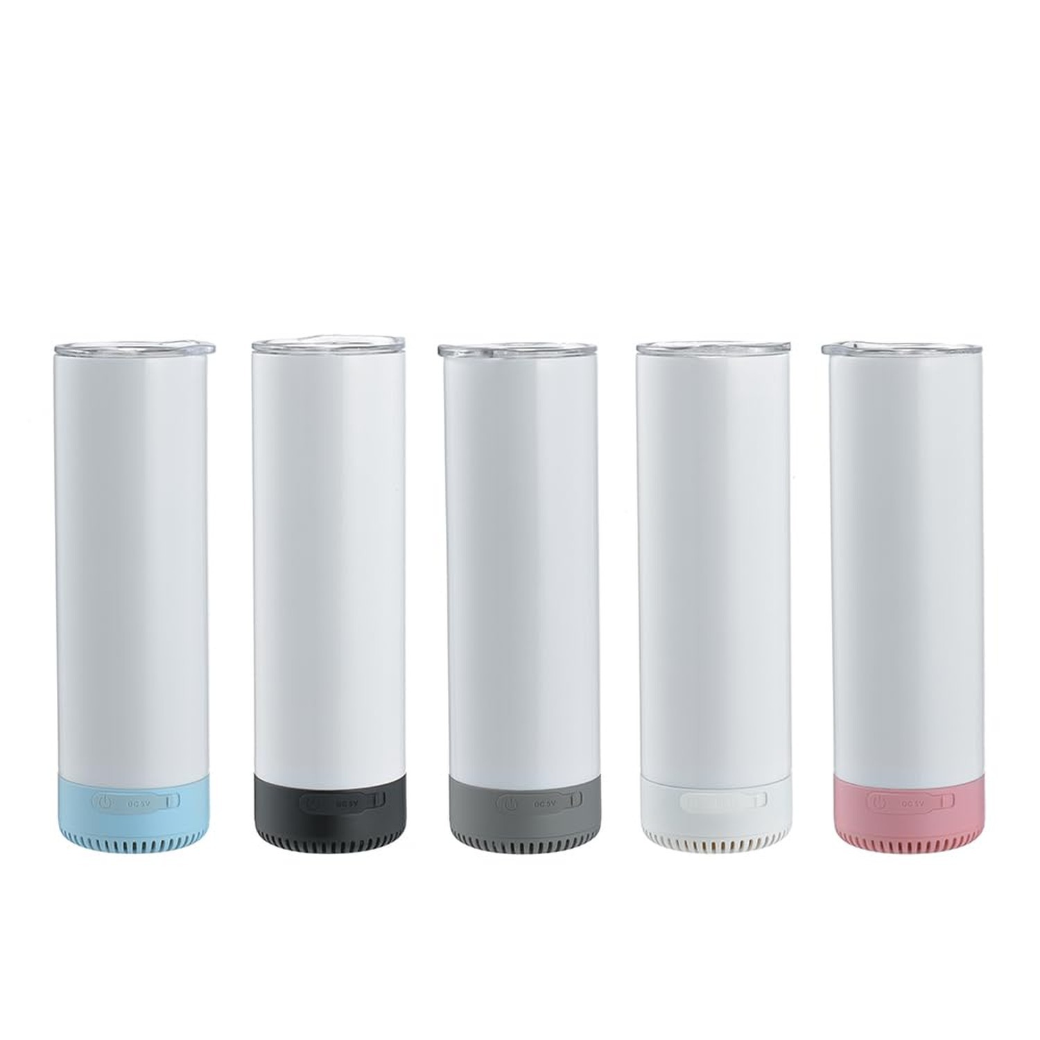 5Pack 20 oz Buletooth Sublimation Printed Speaker Tumbler Straight Skinny Dou...