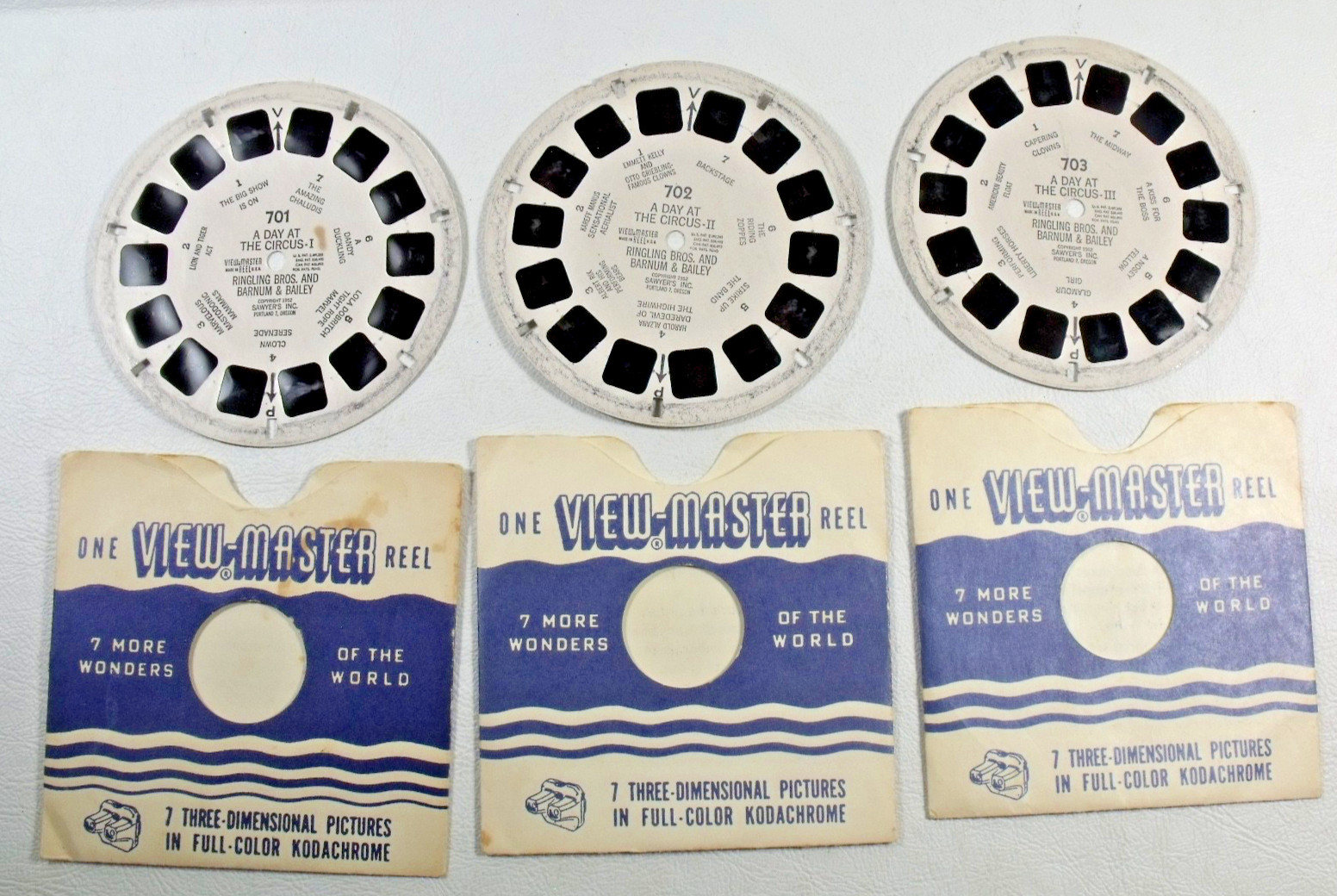 Vintage View-Master Reels DAY AT THE CIRCUS 1,2,3 Ringling Bros Barnum Bailey