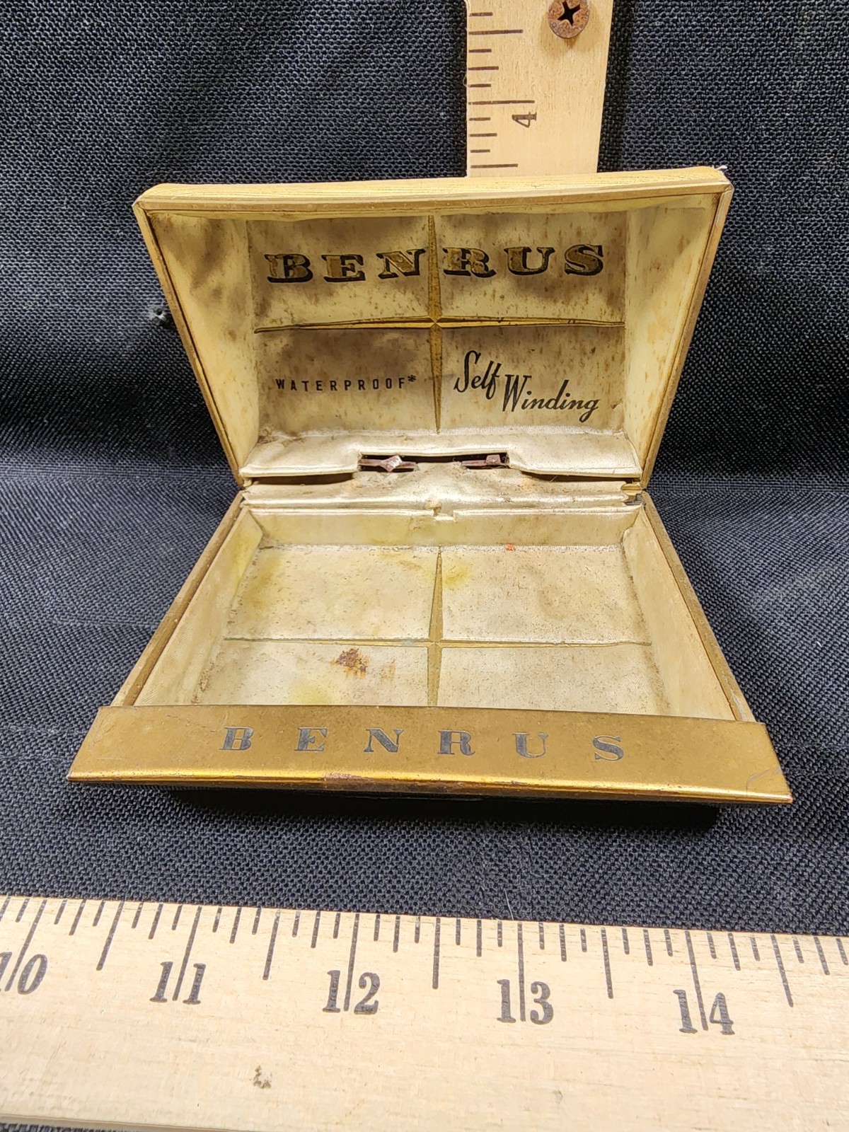 Vintage Benruss Self Winding Watch Box Empty Box Only Great Shape 