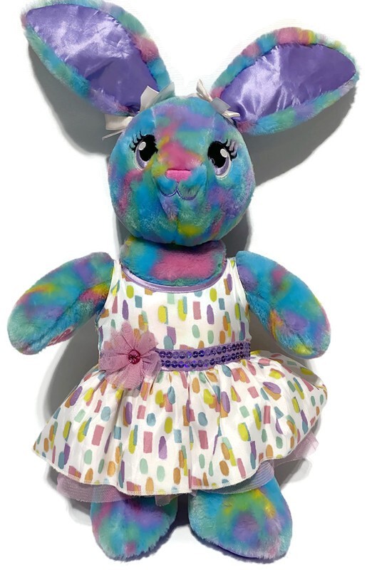 Build A Bear Color Burst Tie Dye Bunny Rabbit Plush Stuffed Animal w/Cloth Eyes